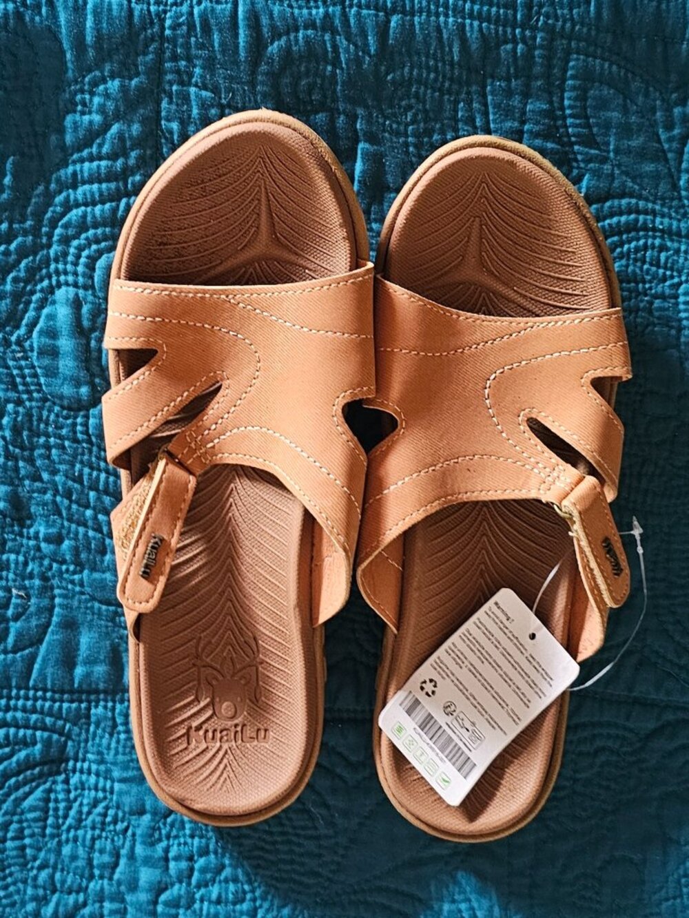Brand new tan slide on sandals